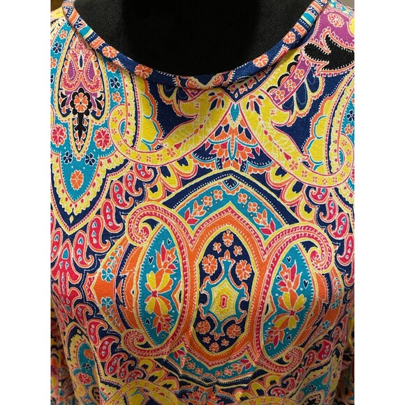 Investment Essential Womens Plus Size XL Pink Paisley 3/4 Sleeve Stretchy Top - Picture 3 of 10